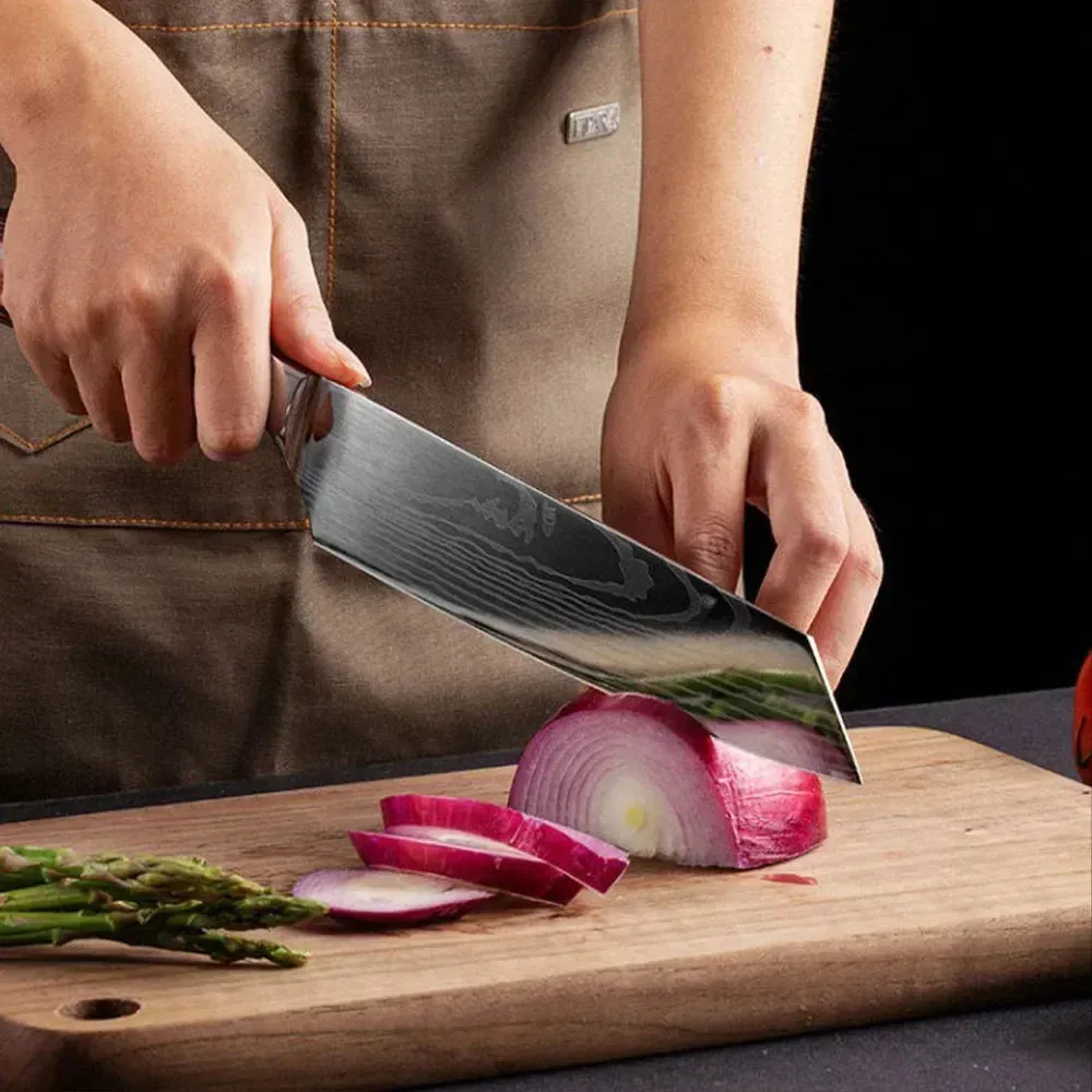 Professional Kitchen Knives Chef Cleaver Meat Wood Handle Japanese Knife Slicing Bread Fruit Fish BBQ Butcher Boning Knife Set