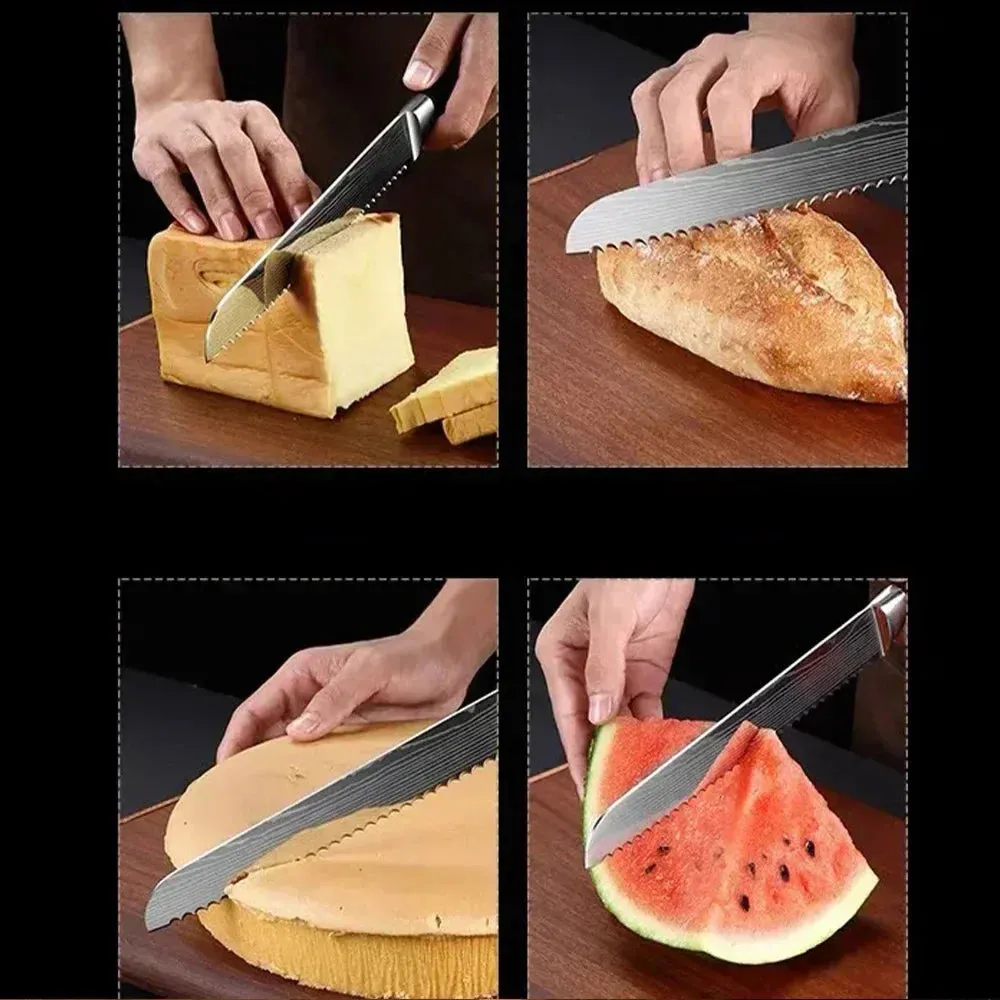 Professional Kitchen Knives Chef Cleaver Meat Wood Handle Japanese Knife Slicing Bread Fruit Fish BBQ Butcher Boning Knife Set