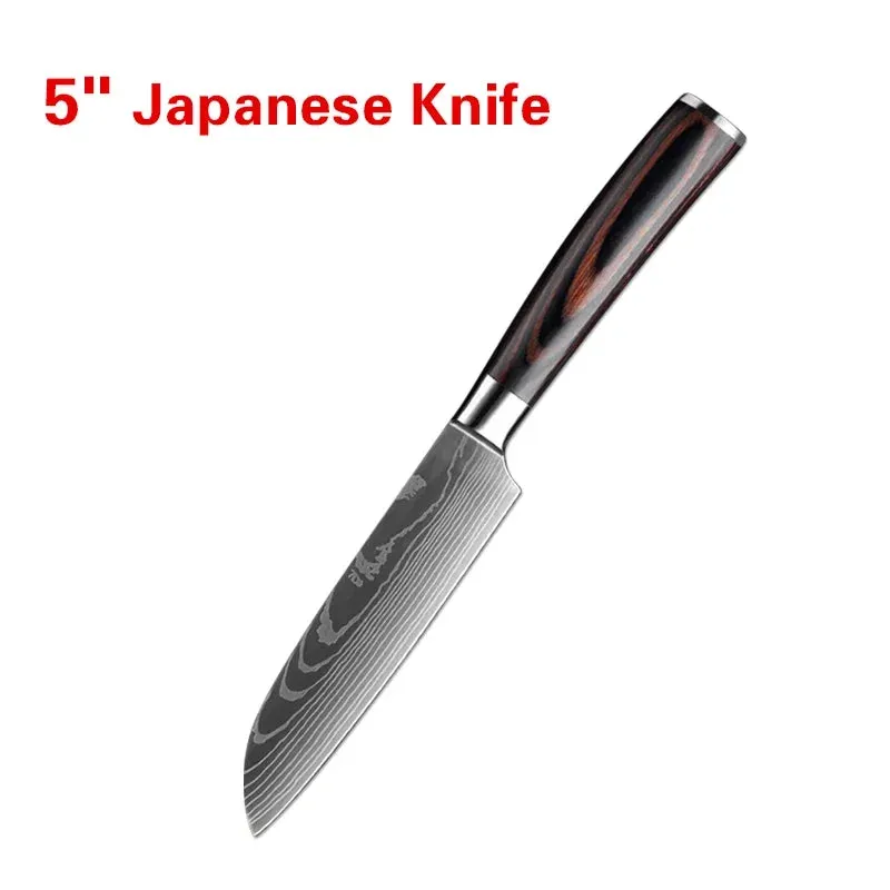Professional Kitchen Knives Chef Cleaver Meat Wood Handle Japanese Knife Slicing Bread Fruit Fish BBQ Butcher Boning Knife Set