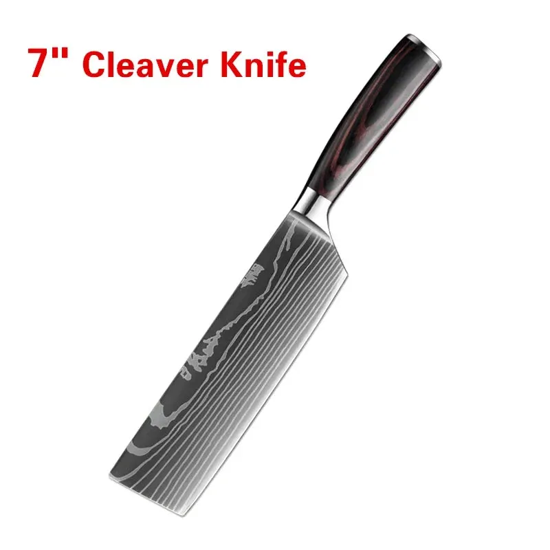Professional Kitchen Knives Chef Cleaver Meat Wood Handle Japanese Knife Slicing Bread Fruit Fish BBQ Butcher Boning Knife Set