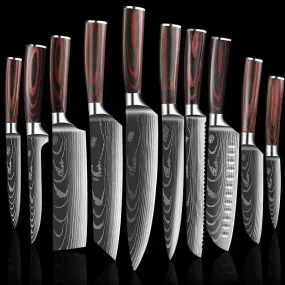 Professional Kitchen Knives Chef Cleaver Meat Wood Handle Japanese Knife Slicing Bread Fruit Fish BBQ Butcher Boning Knife Set