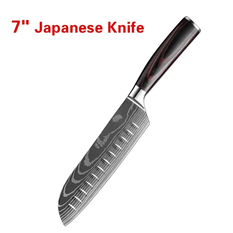 Professional Kitchen Knives Chef Cleaver Meat Wood Handle Japanese Knife Slicing Bread Fruit Fish BBQ Butcher Boning Knife Set