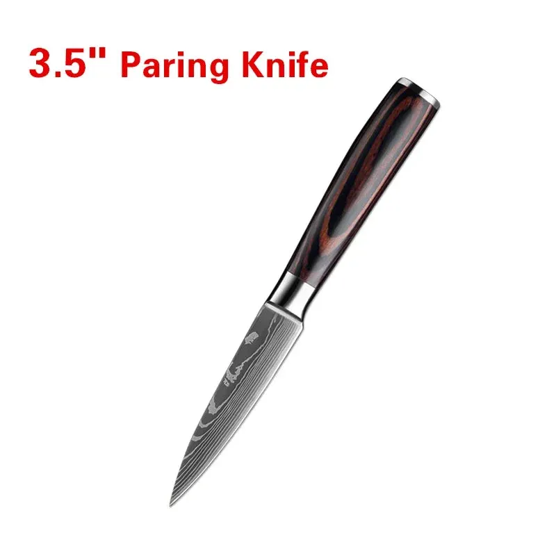 Professional Kitchen Knives Chef Cleaver Meat Wood Handle Japanese Knife Slicing Bread Fruit Fish BBQ Butcher Boning Knife Set