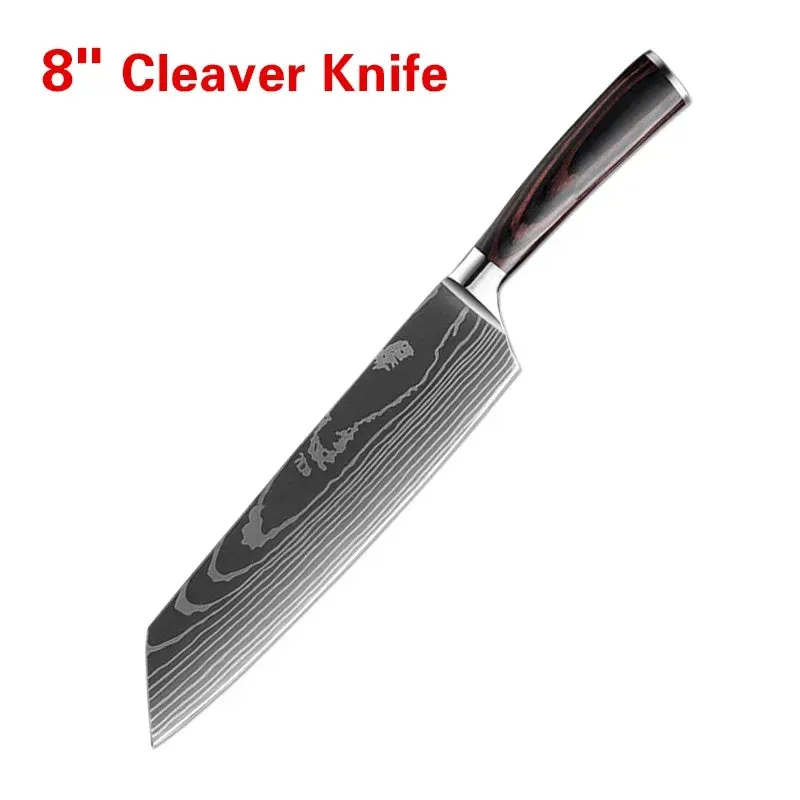 Professional Kitchen Knives Chef Cleaver Meat Wood Handle Japanese Knife Slicing Bread Fruit Fish BBQ Butcher Boning Knife Set
