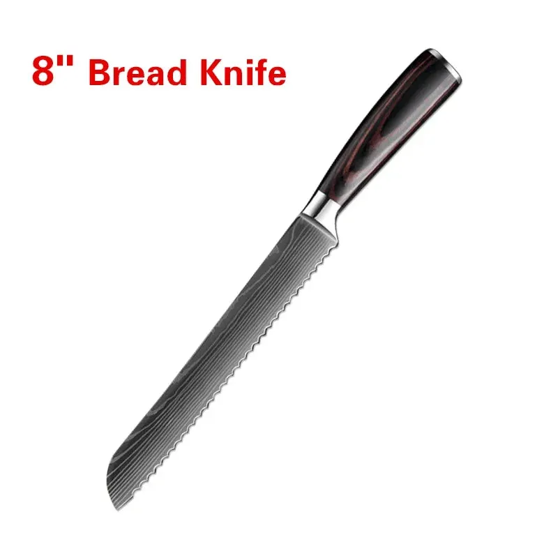 Professional Kitchen Knives Chef Cleaver Meat Wood Handle Japanese Knife Slicing Bread Fruit Fish BBQ Butcher Boning Knife Set