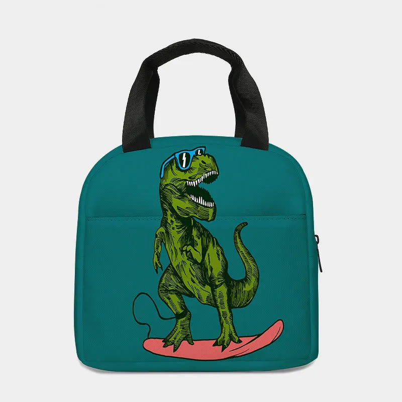 Reusable Kids Cooler Lunch Bag Camping Cartoon Dinosaur Warm Tote Bag