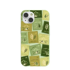 Sage Green Camp Stamps iPhone 14 Case