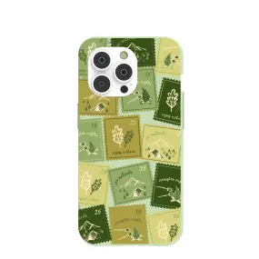 Sage Green Camp Stamps iPhone 14 Pro Case