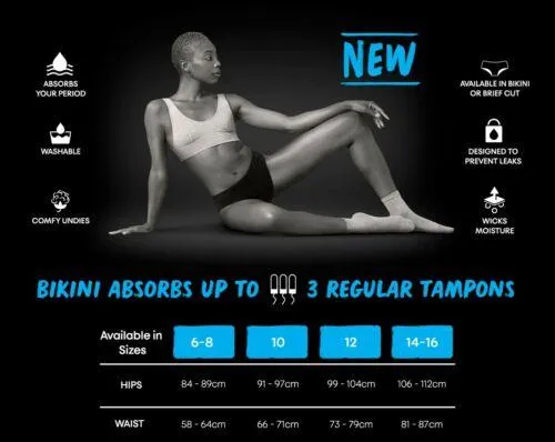 U By Kotex Reusable Period Undies Bikini Regular Size 14-16
