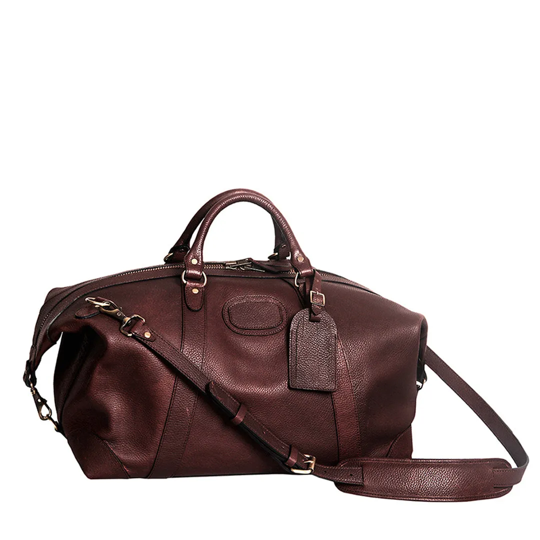 Warm Saddle Brown Cowhide Duffel Bag