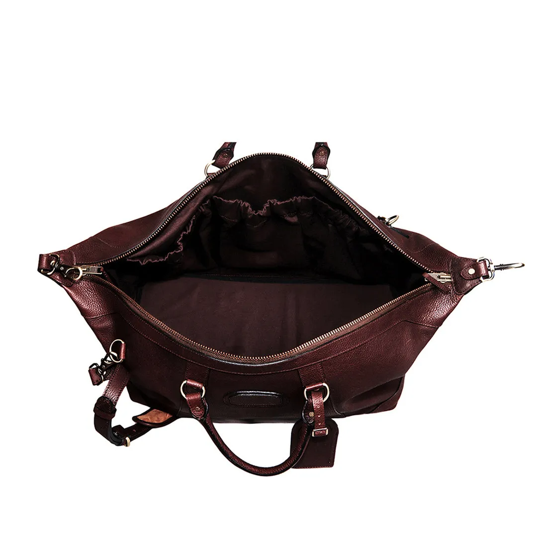 Warm Saddle Brown Cowhide Duffel Bag