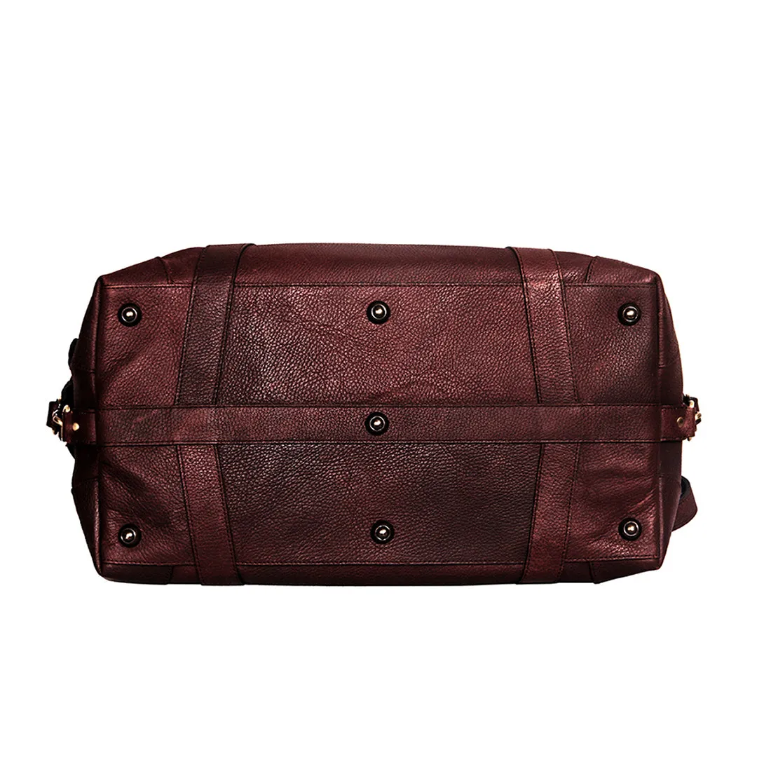 Warm Saddle Brown Cowhide Duffel Bag