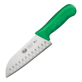 Winco KWP-70G 7" Santoku Knife, Green PP Handle