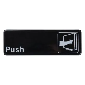 Winco SGN-301 Information Sign, "Push", 3" x 9", Black