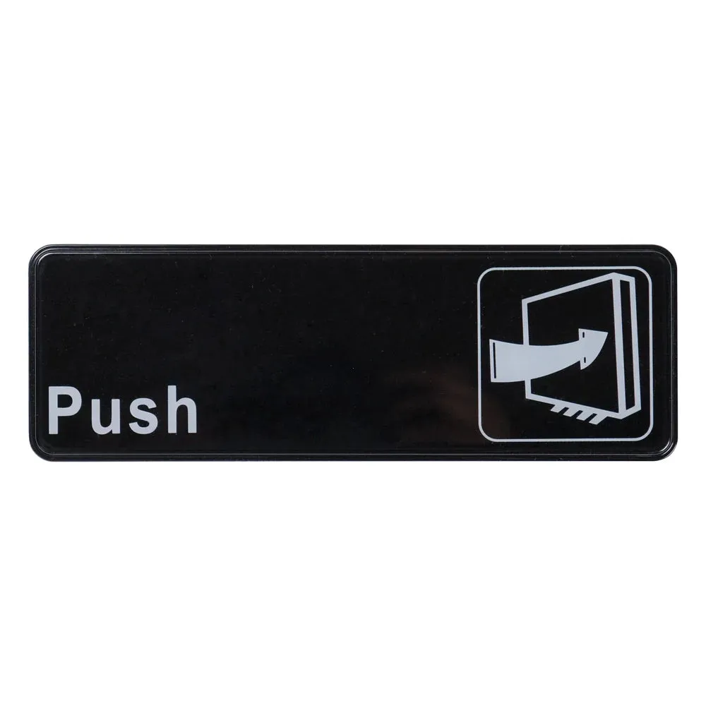 Winco SGN-301 Information Sign, "Push", 3" x 9", Black