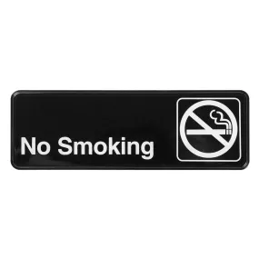 Winco SGN-310 Information Sign, "No Smoking", 3" x 9", Black