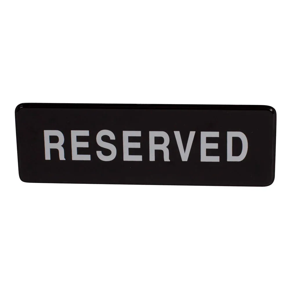 Winco SGN-328 Information Sign, "Reserved", 3" x 9", Black