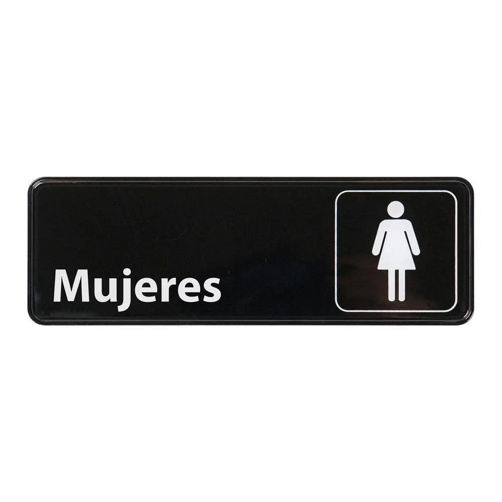 Winco SGN-369 Information Sign, Spanish, "Women", 3" x 9", Black