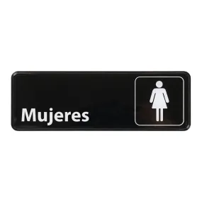 Winco SGN-369 Information Sign, Spanish, "Women", 3" x 9", Black