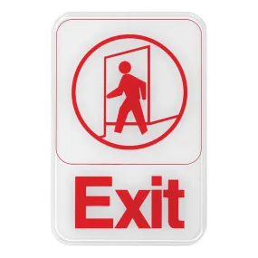 Winco SGN-681W Information Sign, "Exit", 6" x 9", White